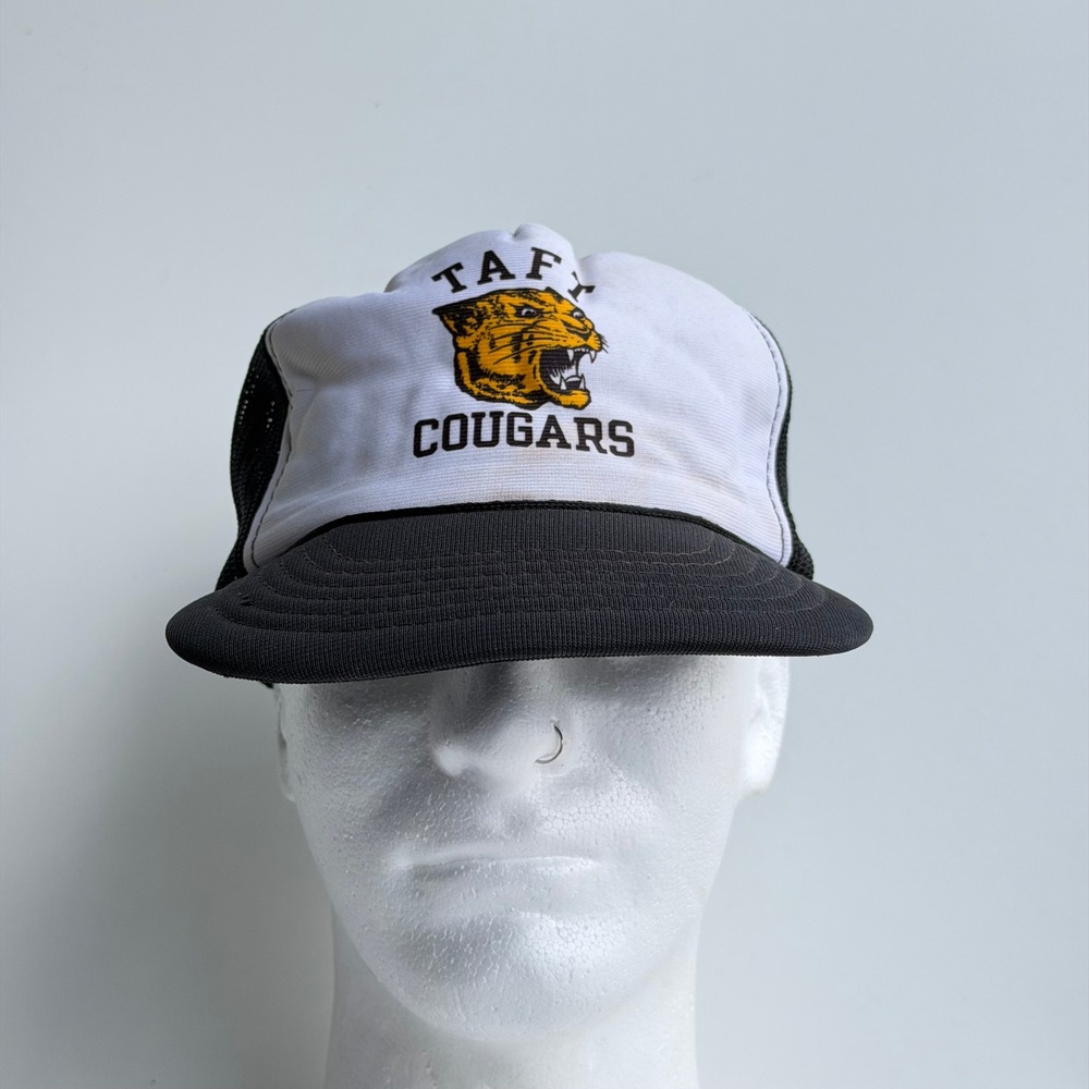Vintage 80s Champion Snapback Trucker Hat Taft Cougars Mesh Made in USA Rare